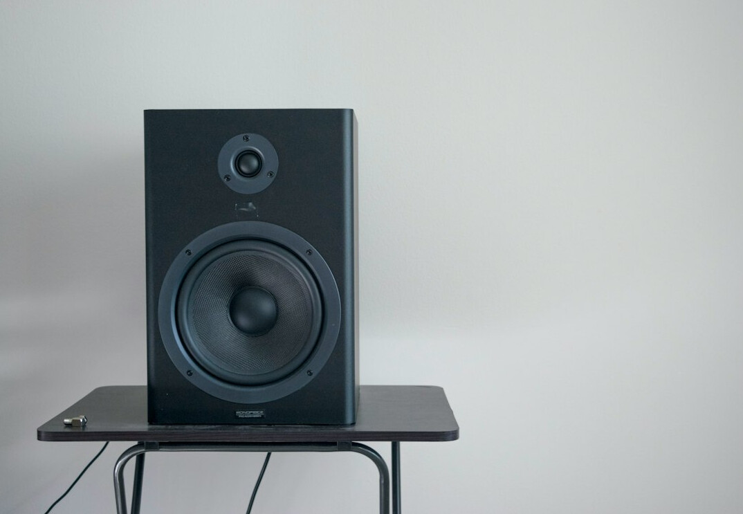 Audio interface and monitor speakers on a studio desk